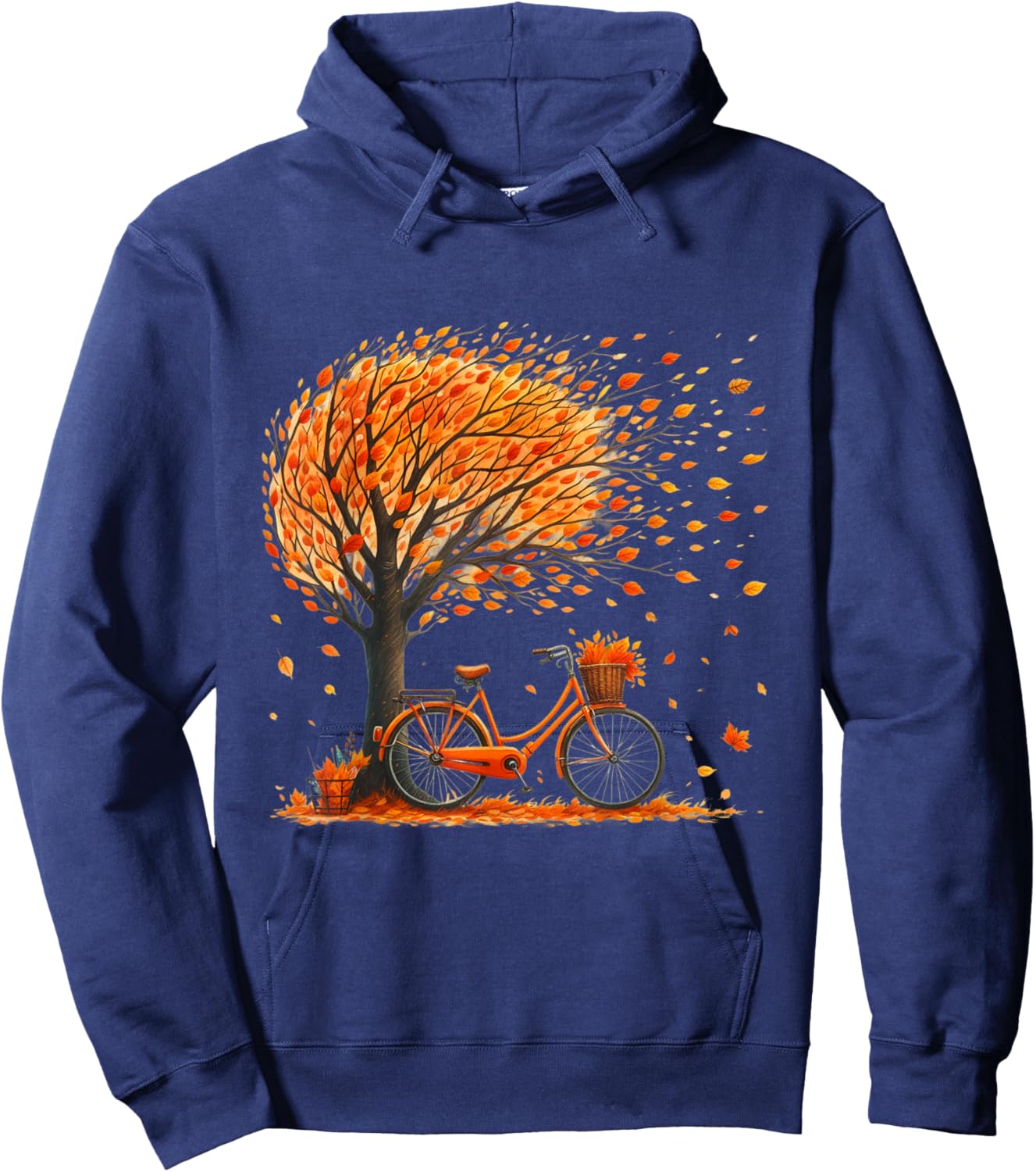 Retro Fall Leaves Tree Bicycle Autumn Season Fall Foliage Hoodie - Hoodie | Navy
