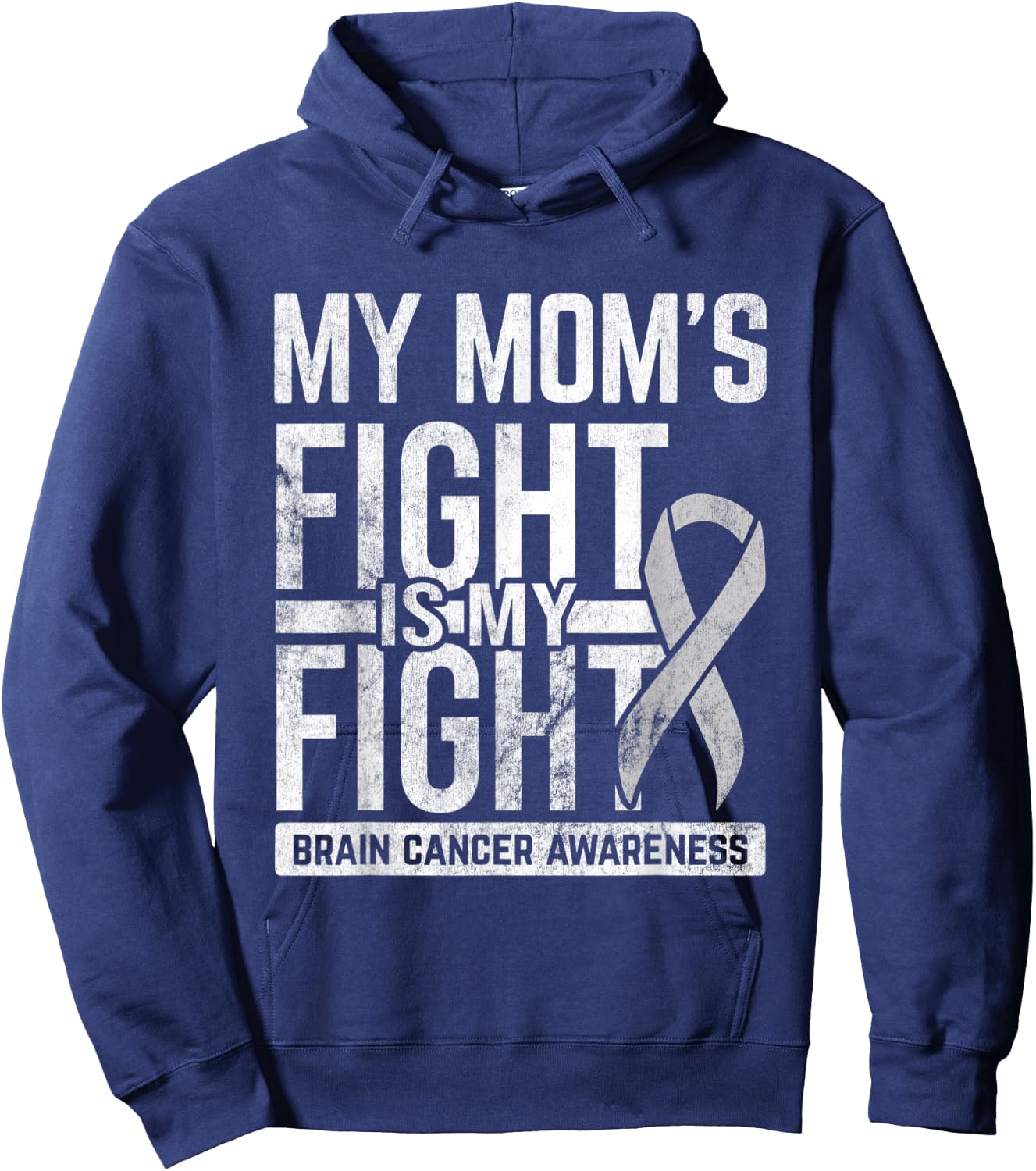 Mom's Fight My Fight Brain Cancer Awareness Brain Tumor Hoodie - Hoodie | Navy