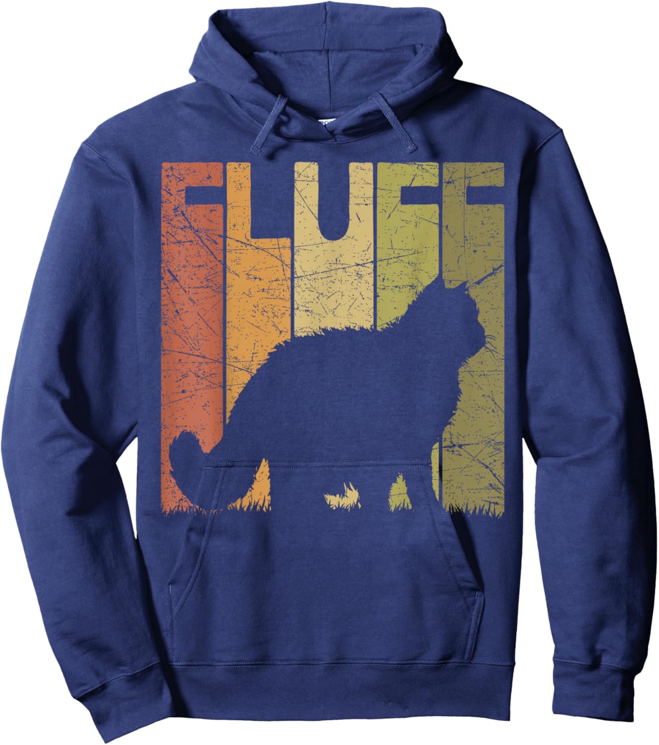 Cat Fluff Vintage Cat Lover Retro Cat Silhouette Hoodie - Hoodie | Navy