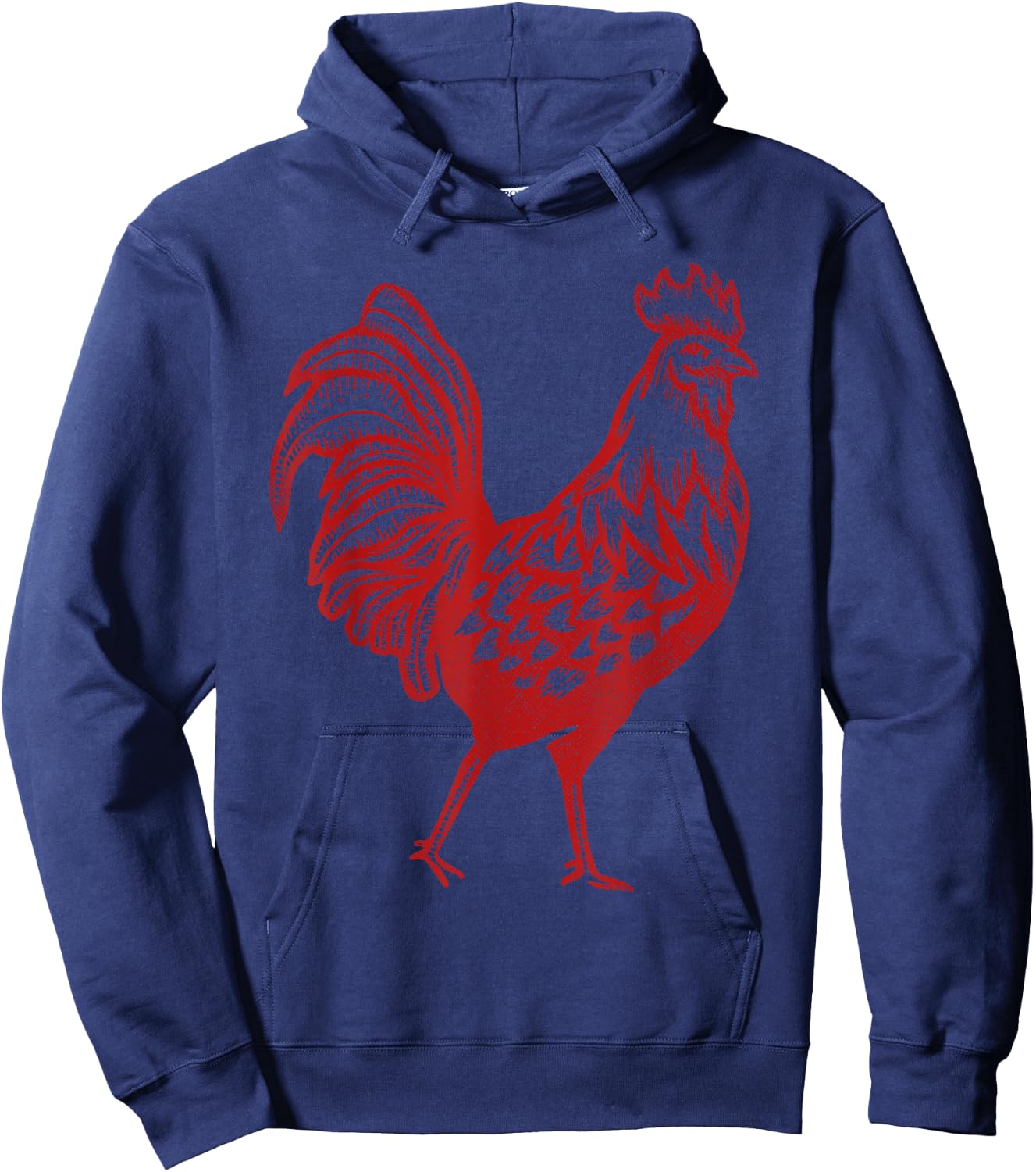 Vintage Red Rooster Farmer Retro Rooster Hoodie - Hoodie | Navy