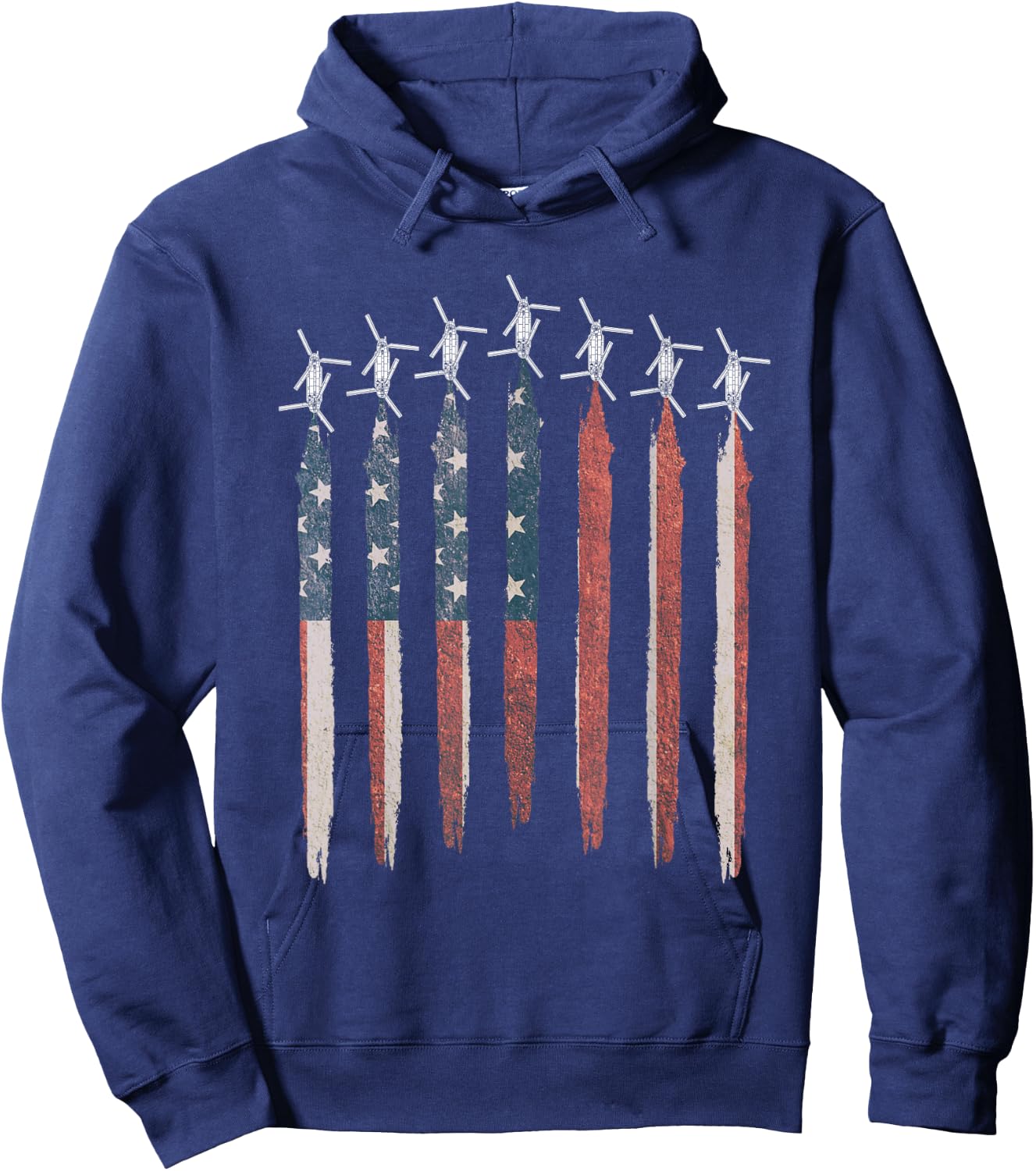 CH47 Chinook Helicopter American Flag Chinook Squadron Hoodie - Hoodie | Navy