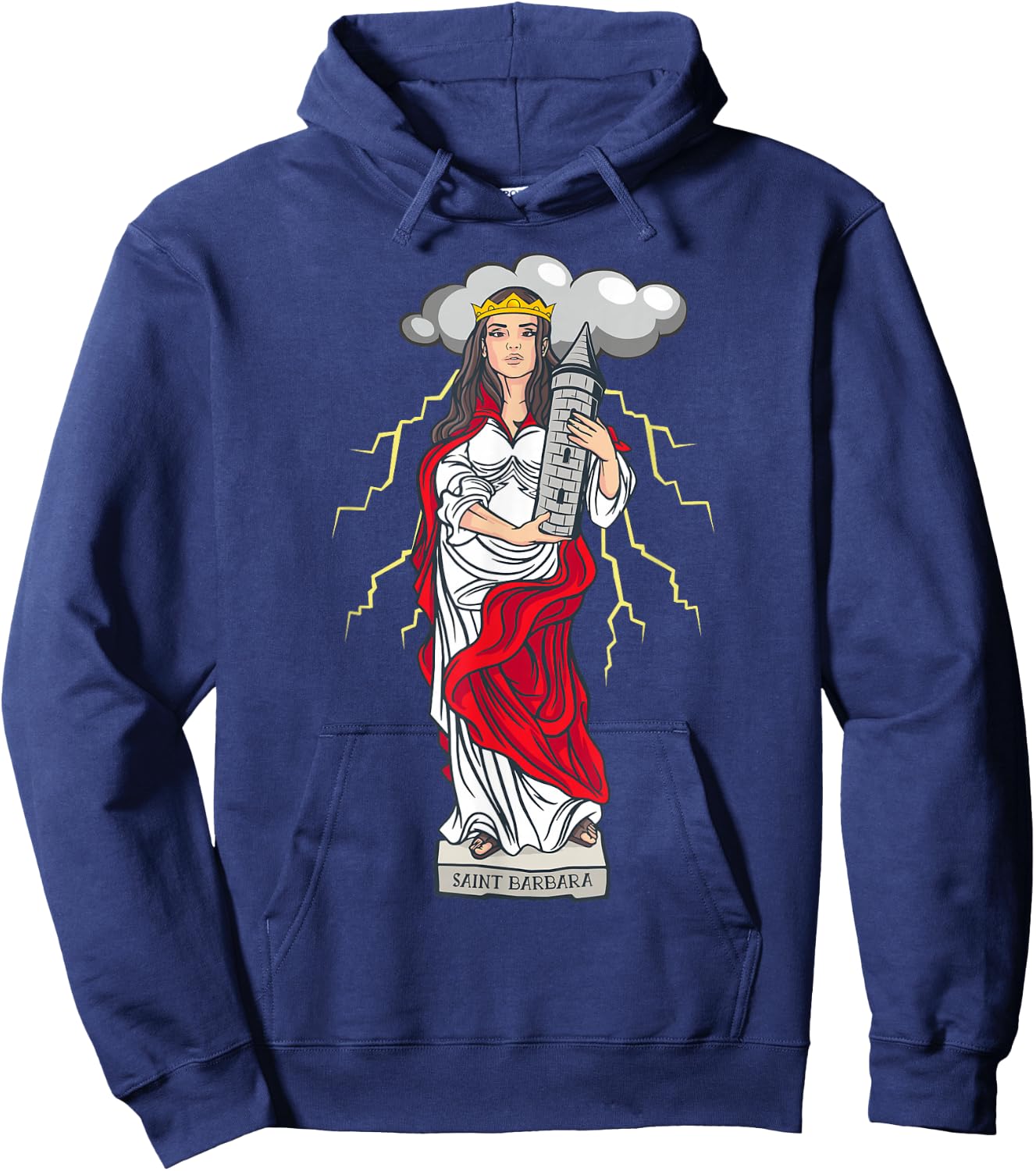 St Barbara Catholic Saint Lightning Storms Hoodie - Hoodie | Navy