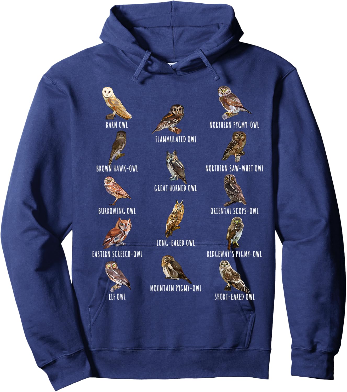 Different Owls Species Biology Types Of Owl Identification Hoodie - Hoodie | Navy
