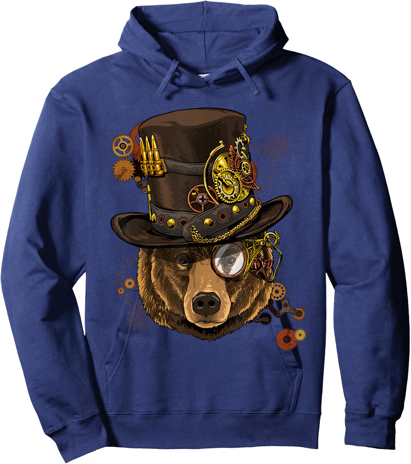 Steampunk Gears Grizzly Bear Face Zoo Animal Bear Lovers Hoodie - Hoodie | Navy