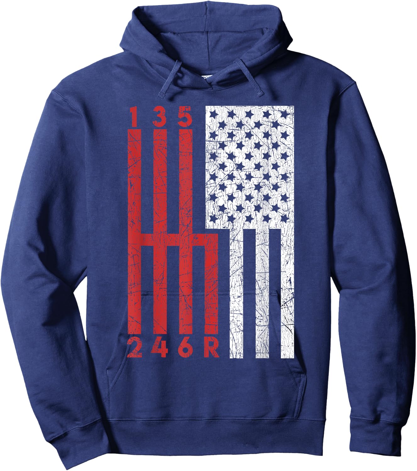 Funny Stick Shift USA Flag Muscle Car 6 Gears Mechanic Gift Hoodie - Hoodie | Navy