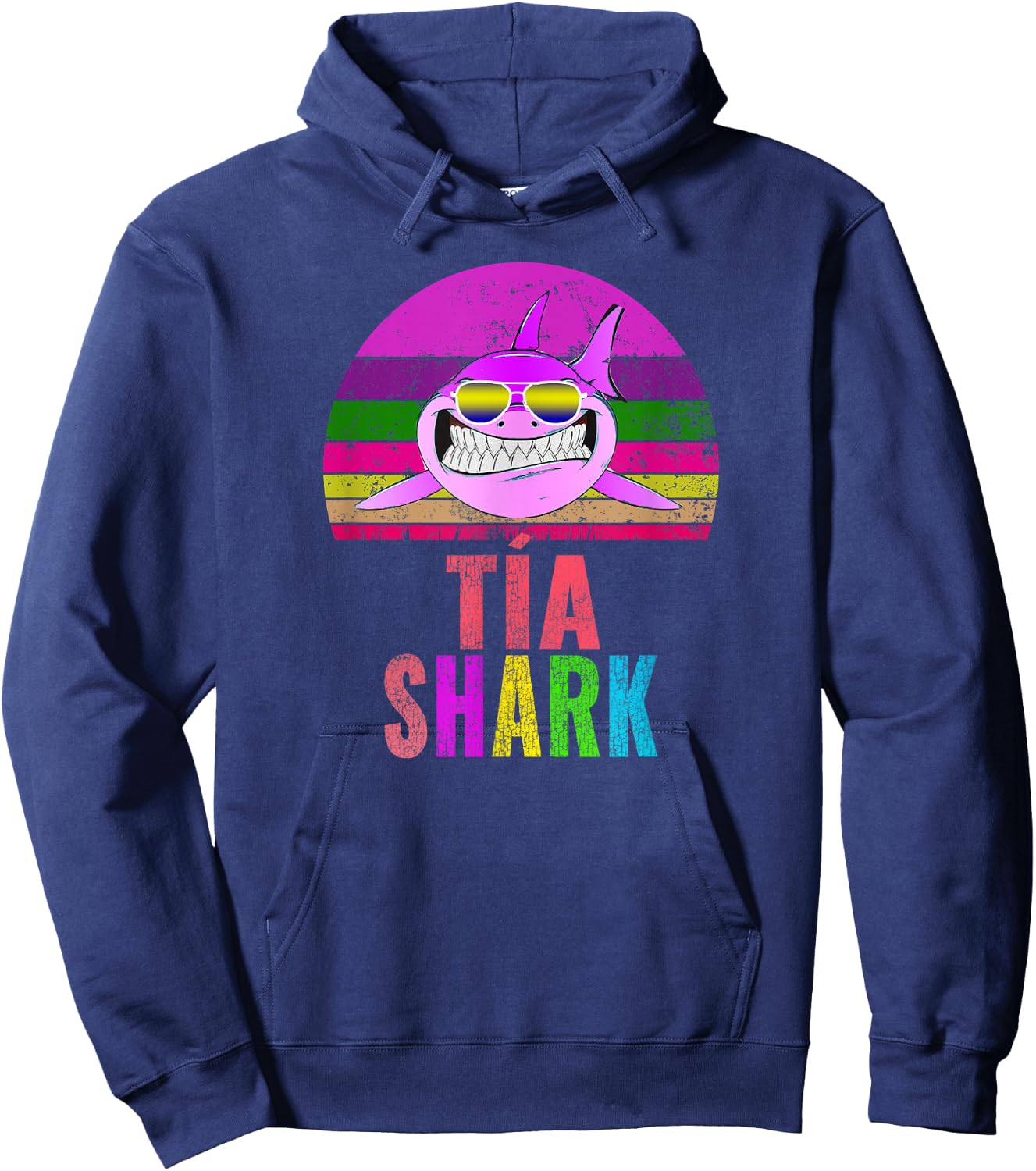Tia Shark Funny Spanish Aunt Vintage Hoodie - Hoodie | Navy