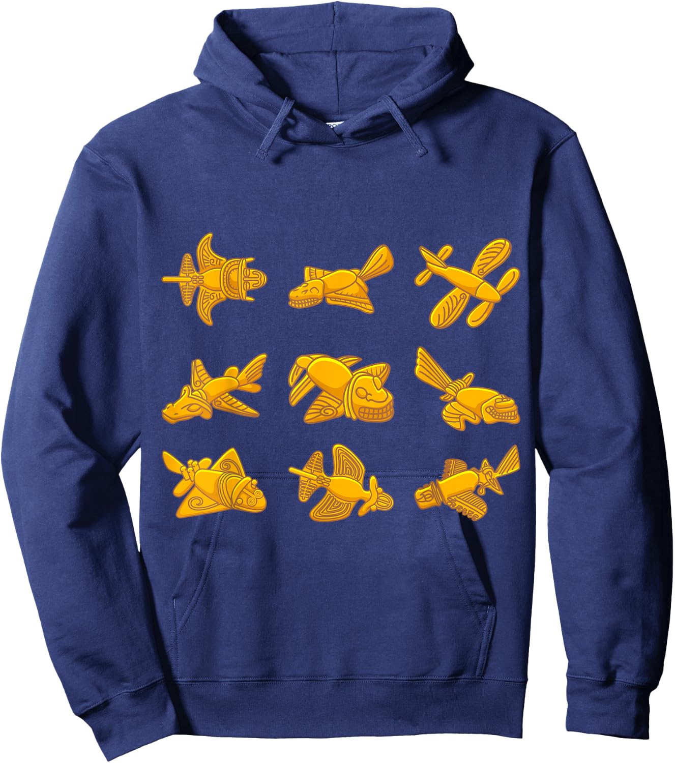 QUIMBAYA PLANE Ancient Alien Theory Quimbaya Artifact Hoodie - Hoodie | Navy