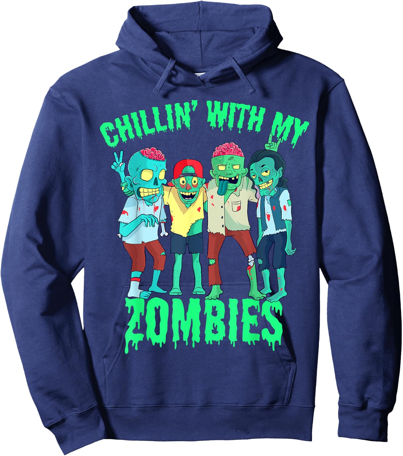 Chillin with my Zombies Halloween Boys Kids Zombie Hoodie - Hoodie | Navy
