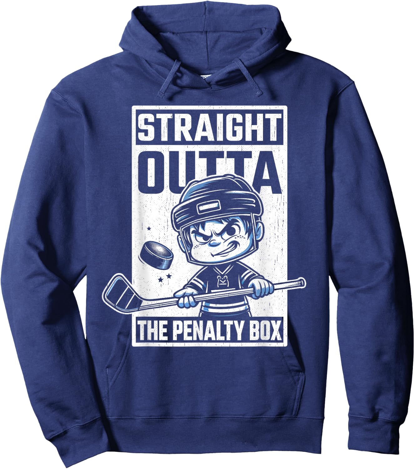 Straight Outta The Penalty Box Funny Boys Youth Kids Hockey Hoodie - Hoodie | Navy