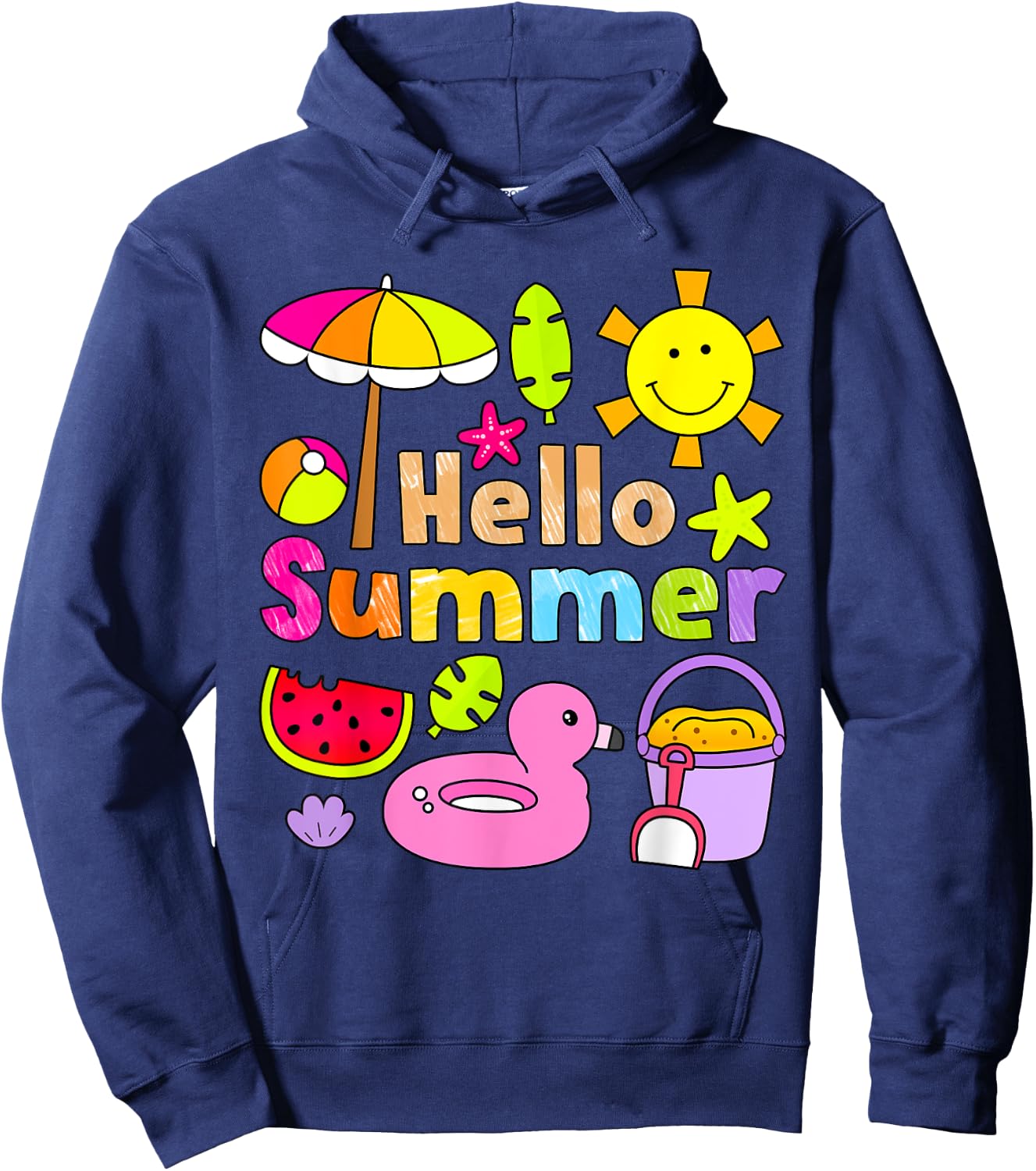 Hello Summer Happy Last Day School Summer Vacation Toddler Hoodie - Hoodie | Navy