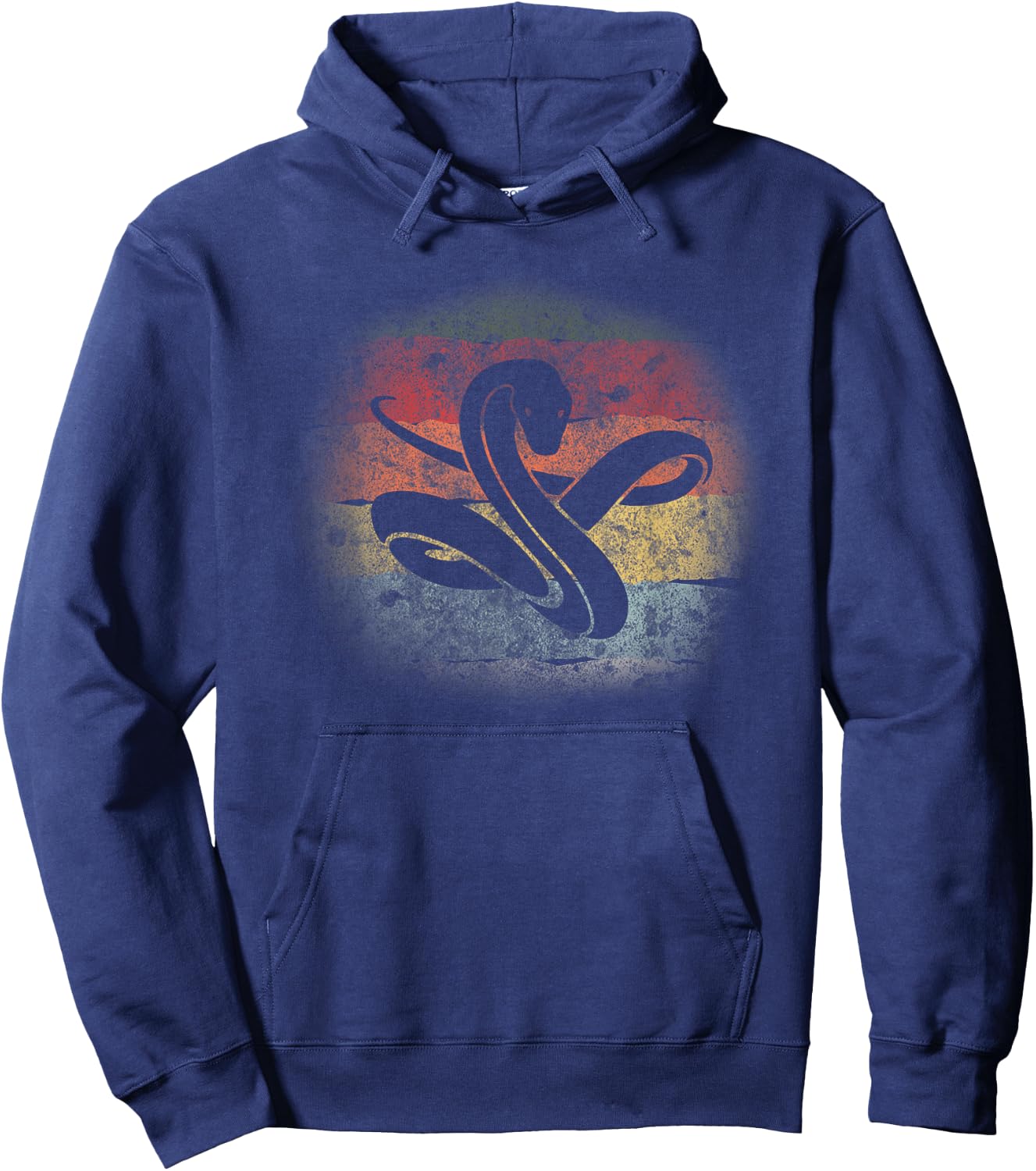 Snake Silhouette Retro 70s 80s Viper Phyton Animal Reptile Hoodie - Hoodie | Navy