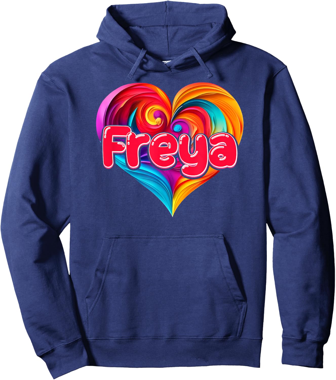 I Heart Love Freya First Name Colorful Named Hoodie - Hoodie | Navy