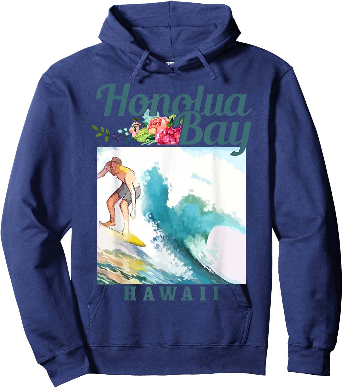 Honolua Bay Hawaii Surfing Hawaiian Surf Vintage Surfer Hoodie - Hoodie | Navy