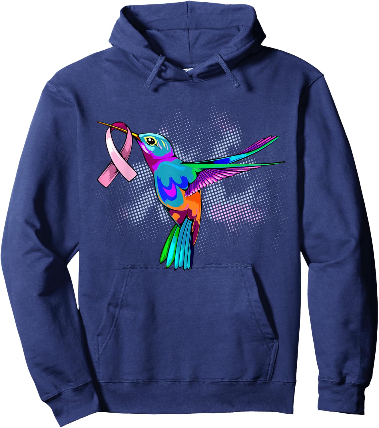 Hummingbird Breast Cancer Awareness Month Pink Ribbon Hoodie - Hoodie | Navy