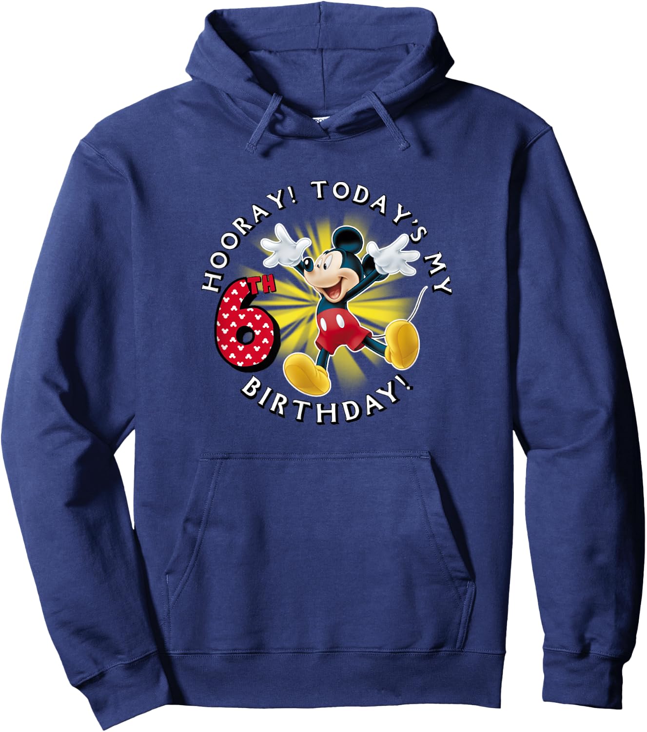 Disney Mickey Mouse Hooray! Today's My 6th Birthday Hoodie - Hoodie | Navy