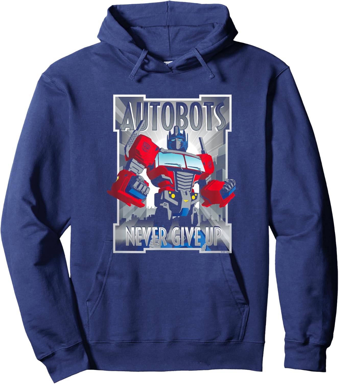 Transformers Optimus Prime Autobots Never Give Up Small Hoodie - Hoodie | Navy