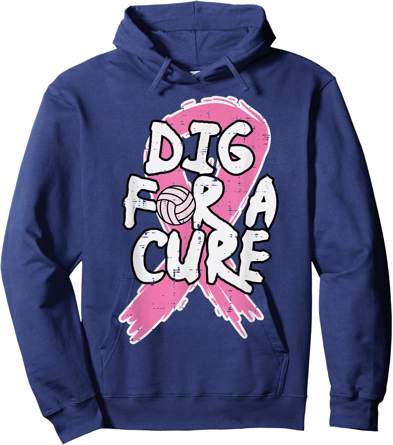 Breast Cancer Volleyball Dig For Cure Awareness Women Girls Hoodie - Hoodie | Navy