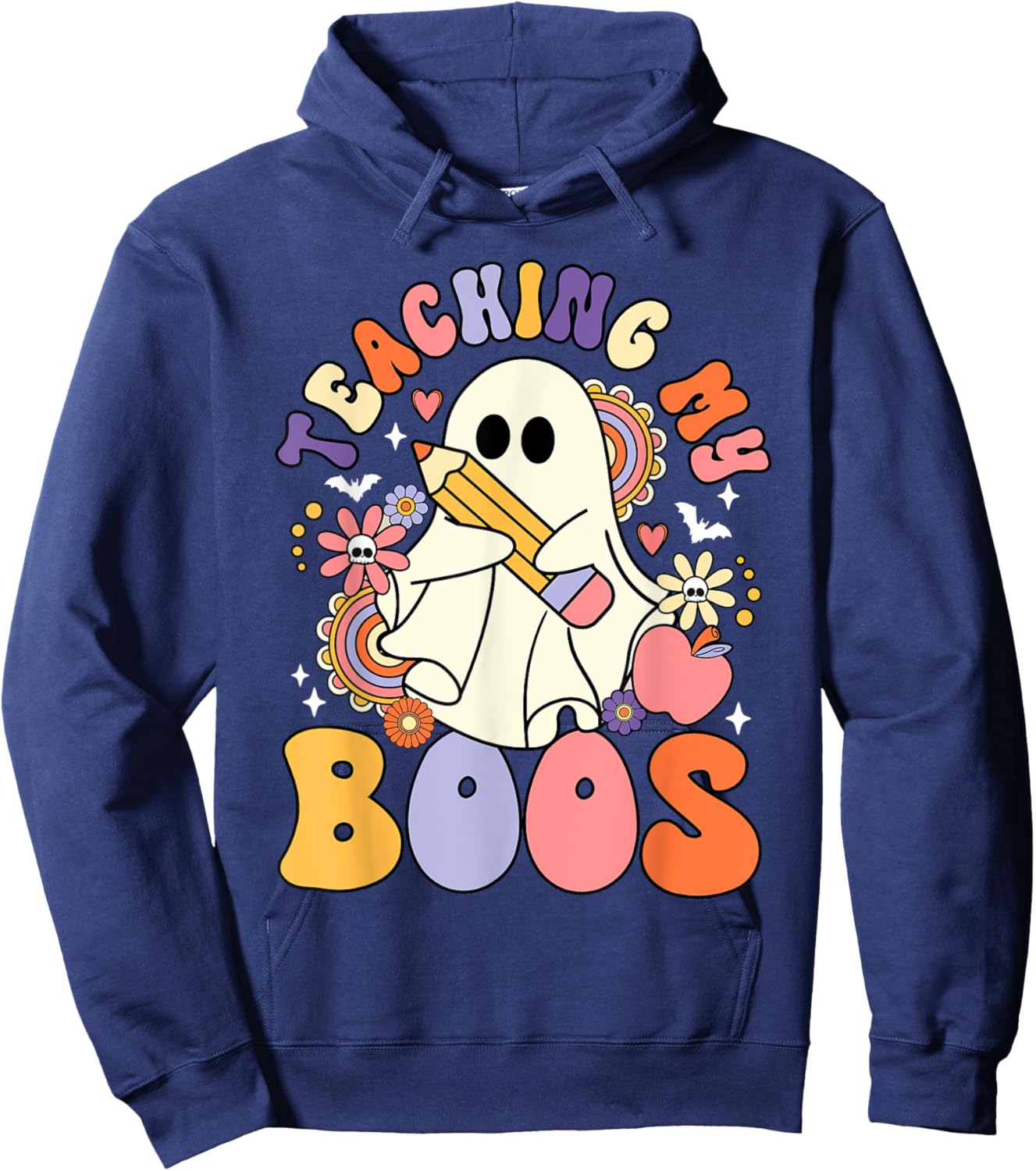Teaching My Boos Trick Or Teach Cute Ghost Teacher Halloween Men Women Kids Hoodie - Hoodie | Navy