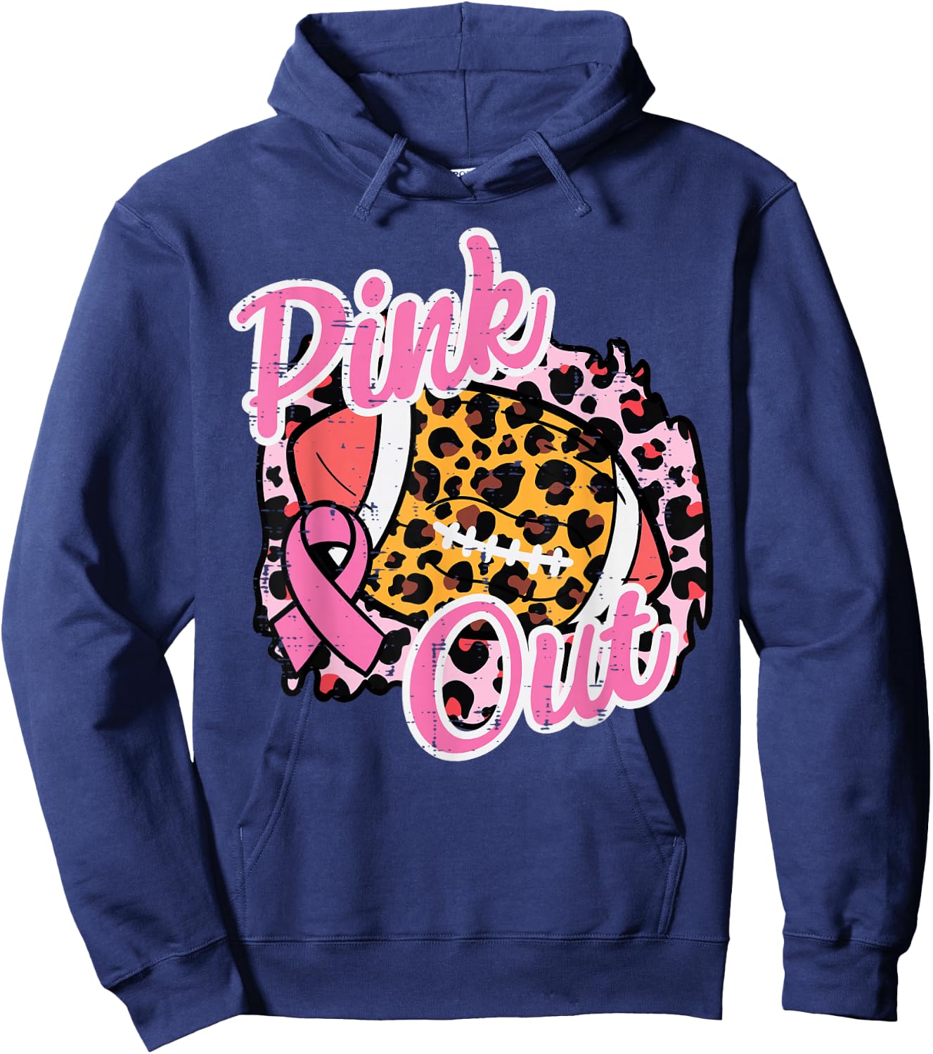 Breast Cancer Awareness Football Pink Out Women Girls Kids Hoodie - Hoodie | Navy