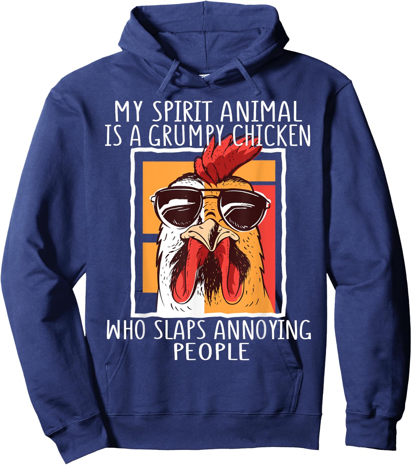 My Spirit Animal Is A Grumpy Chicken Funny Retro Vintage Hoodie - Hoodie | Navy