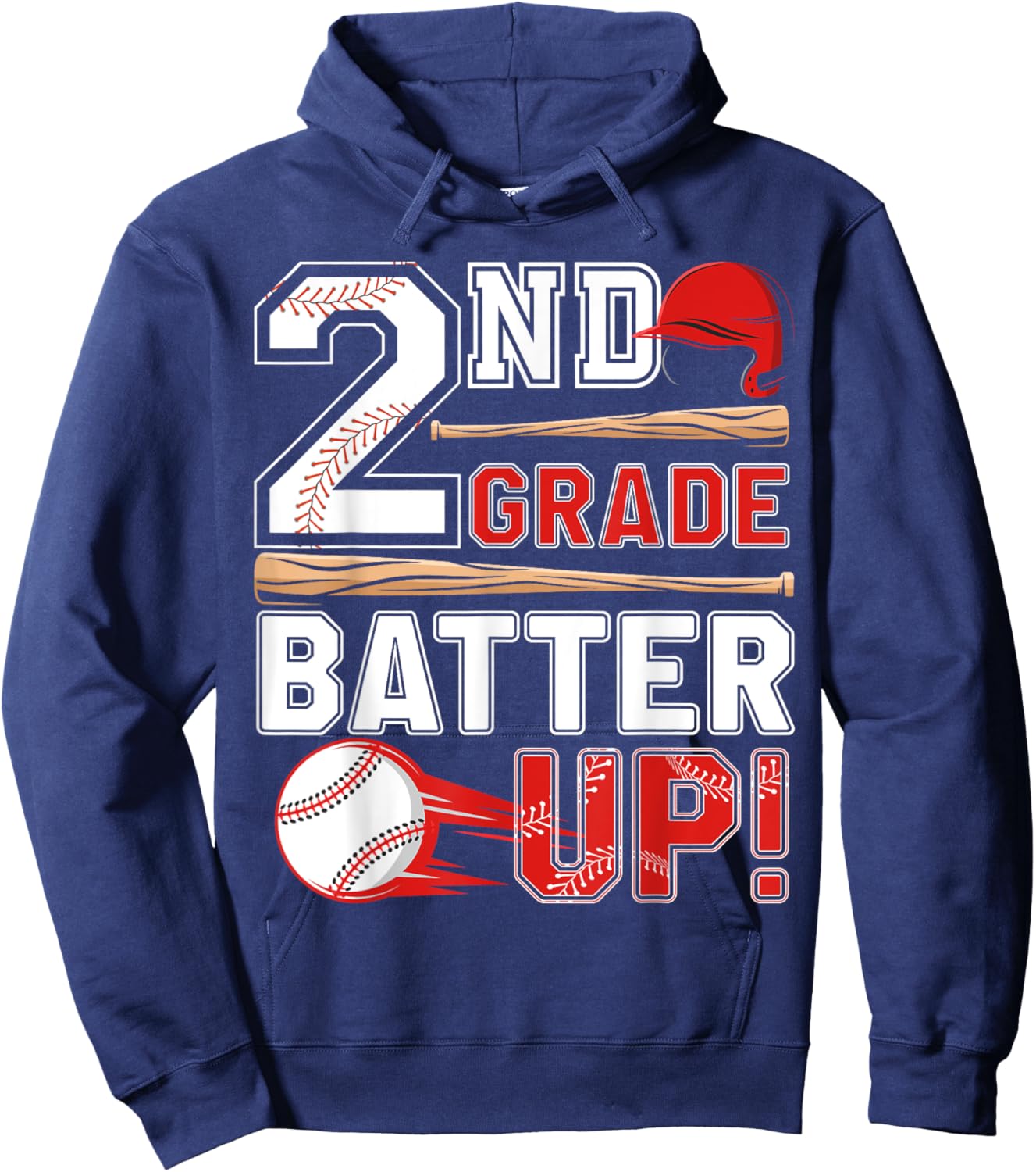 funny 2nd Grade Batter Up Baseball First Day of School Hoodie - Hoodie | Navy