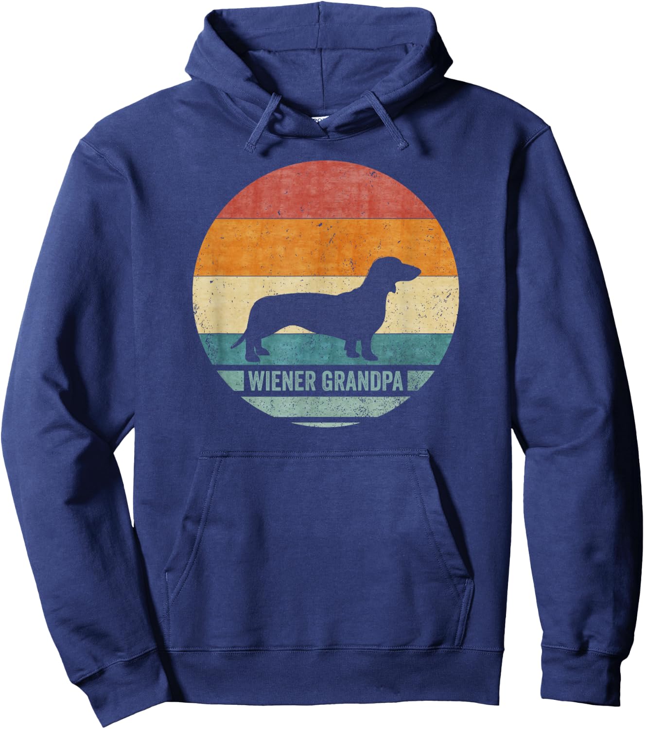 Vintage Retro Dachshund Grandpa Wiener Silhouette Puppy Love Hoodie - Hoodie | Navy