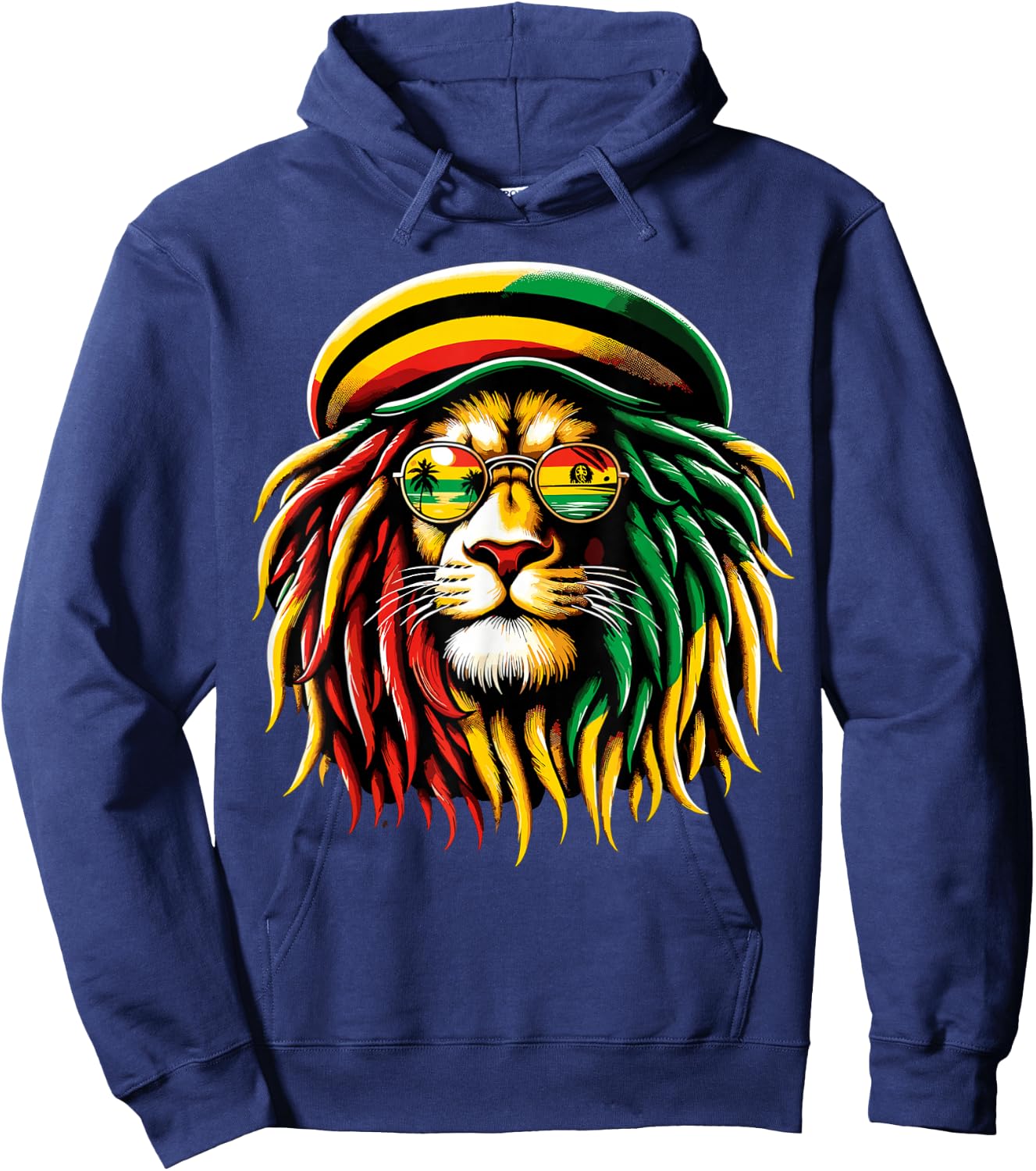 Reggae Music lovers Jamaican Lion Hoodie - Hoodie | Navy