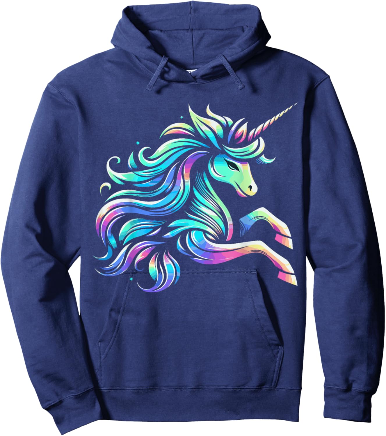 Mythical Unicorn Magical Fantasy Vibrant Colors Enchanted Hoodie - Hoodie | Navy
