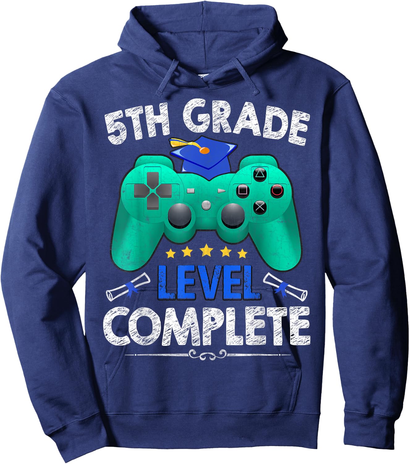 5th Grade Level Complete Gamer Class Of 2025 Graduation Hoodie - Hoodie | Navy