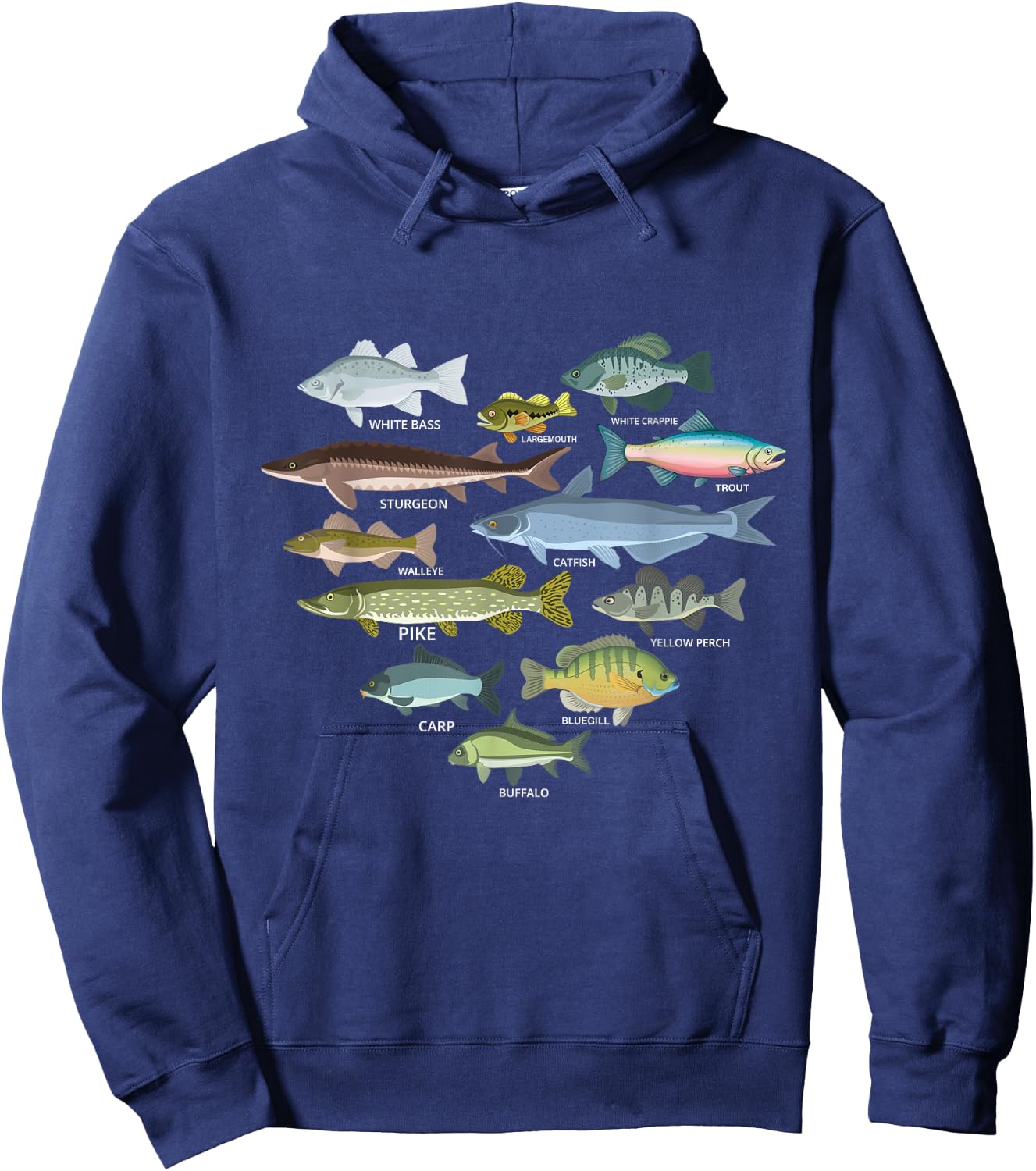 freshwater fish identification heart shape Species Fishing Hoodie - Hoodie | Navy