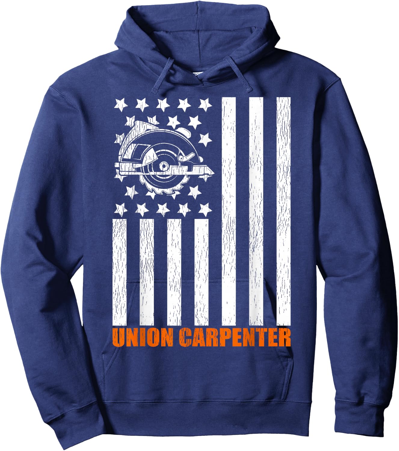 Union Carpenter Patriotic American Flag Women Men Hoodie - Hoodie | Navy