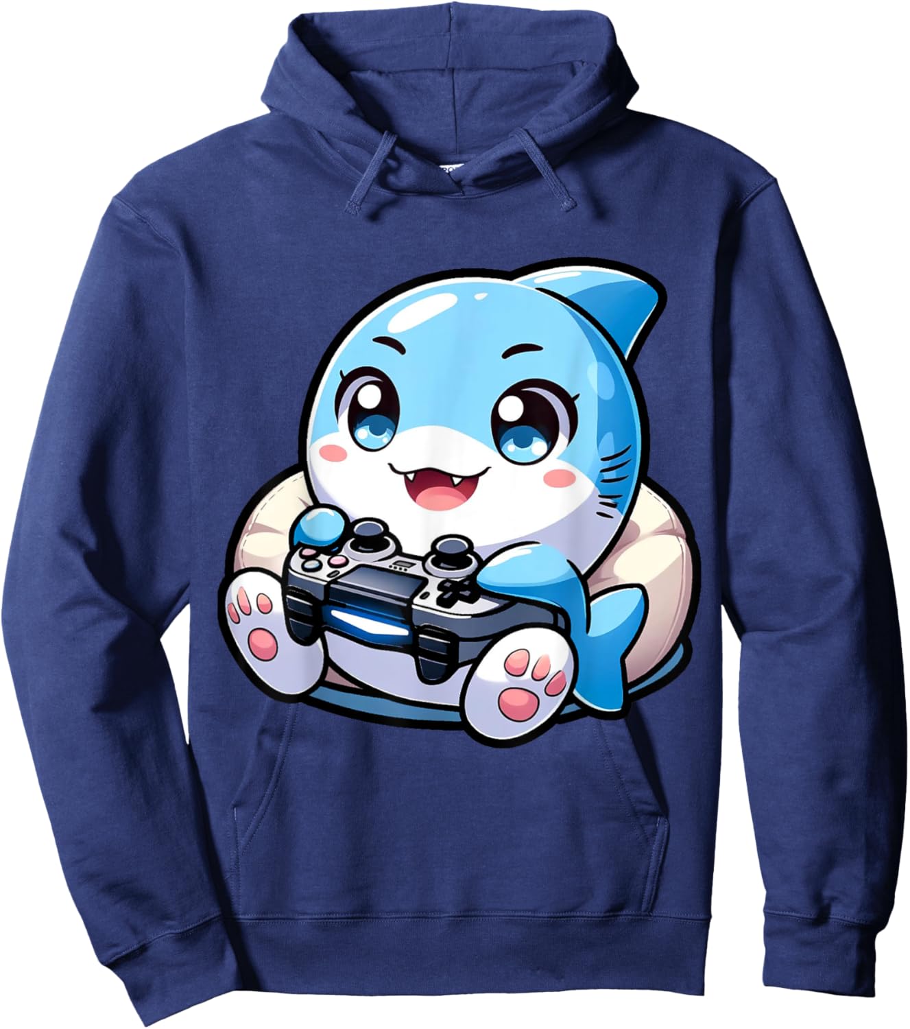 Cute Shark Playing Console Video Games - Shark Gaming Hoodie - Hoodie | Navy