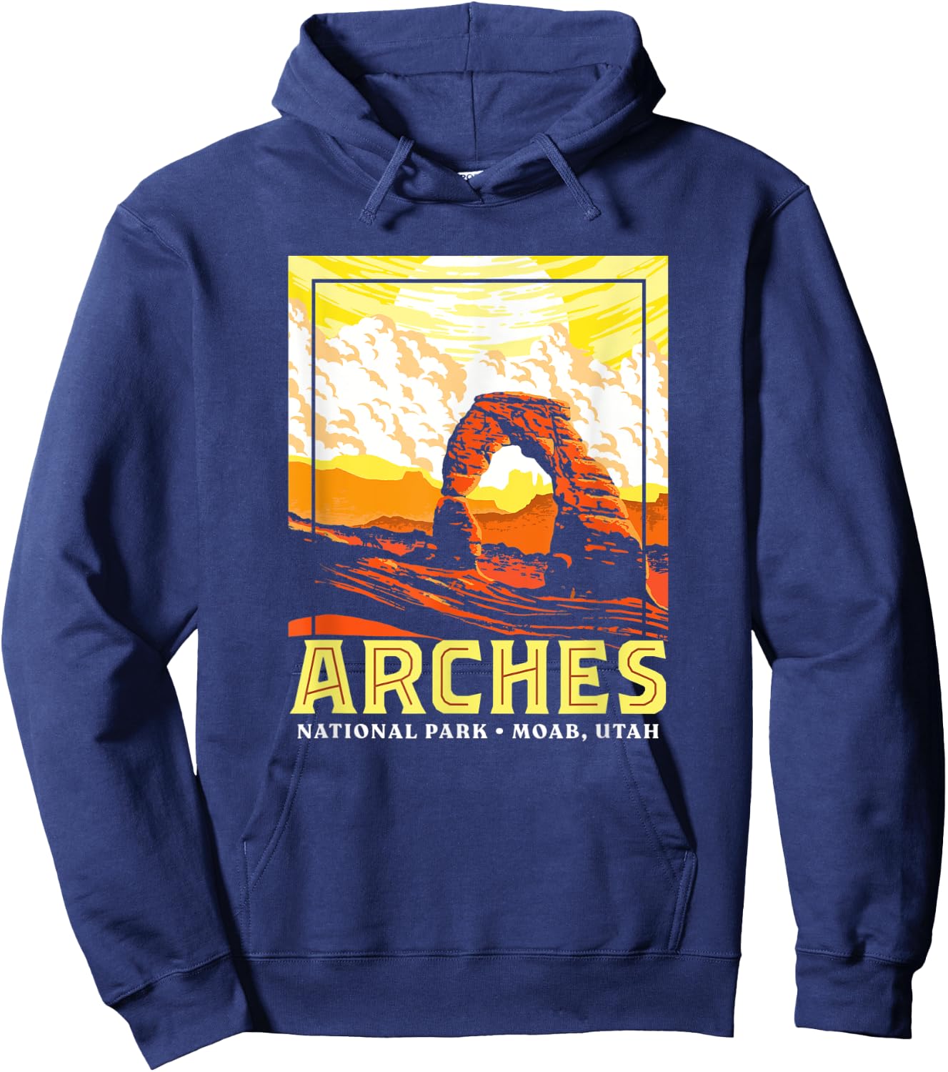 Arches National Park Retro WPA Style Vintage Graphic Hoodie - Hoodie | Navy
