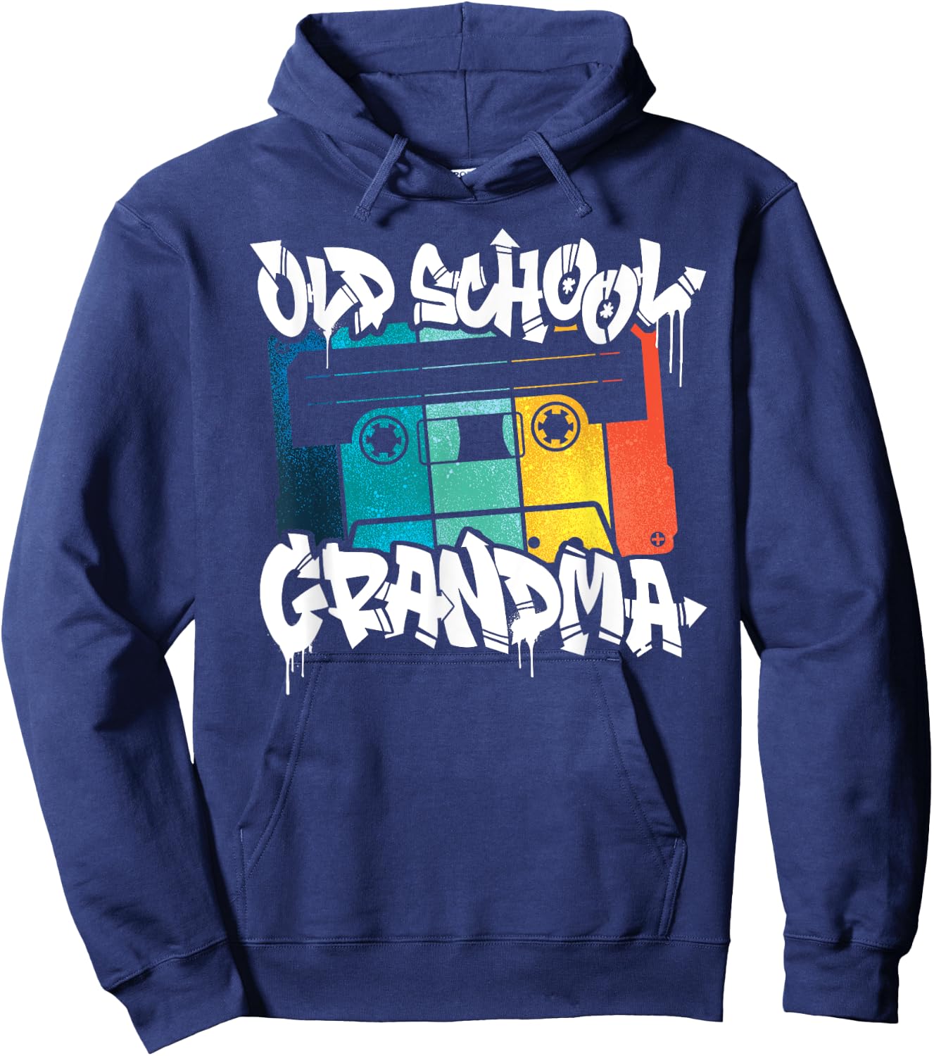 Old School Grandma Retro 80s 90s Graffiti Cassette Mix Tape Hoodie - Hoodie | Navy