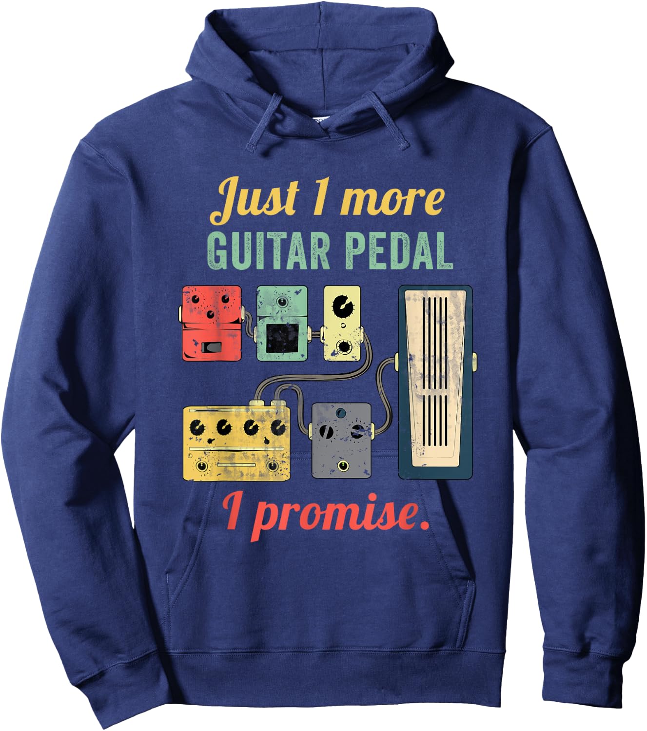 Amplifier Electric Bass Acoustic Amp Musician Gift Guitar Player Pedal Board - Black, Small, -Adults, Short Sleeve, , Classic Fit, Polyester 60% Cotton 40% Hoodie - Hoodie | Navy