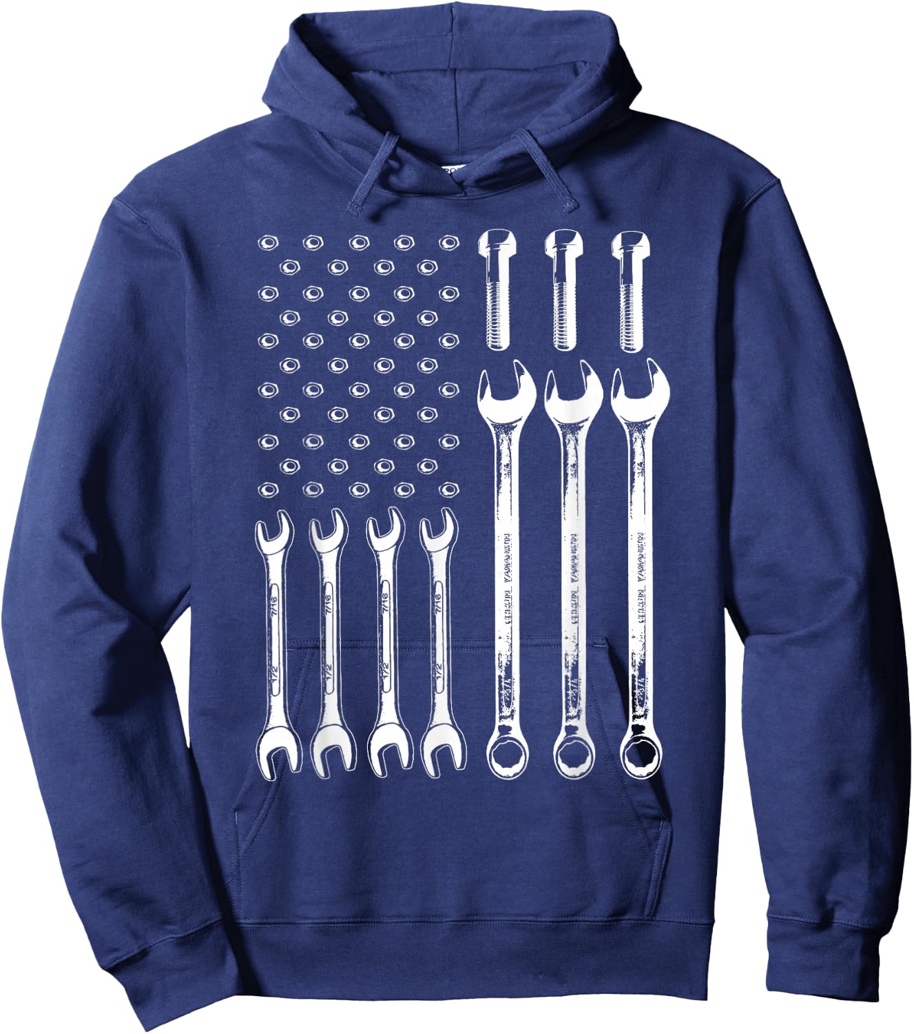 American Flag Mechanic Patriotic Wrench Repairman Men Gifts Hoodie - Hoodie | Navy
