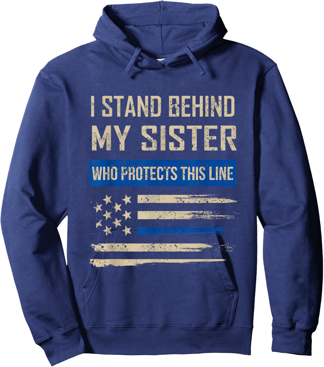 Law Enforcement Police Sister Family Blue Thin Line Flag Hoodie - Hoodie | Navy