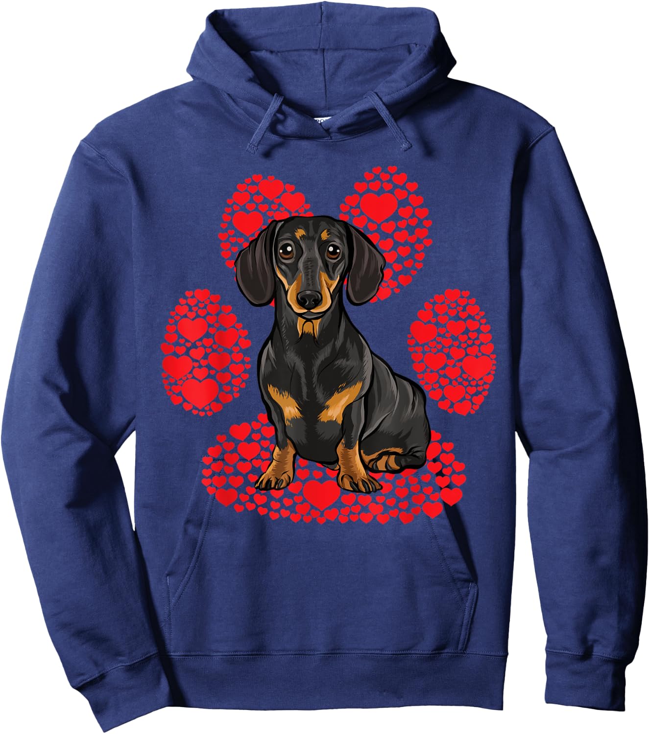 Black Dachshund Valentines Day Dog Love Paw Women Kids Hoodie - Hoodie | Navy