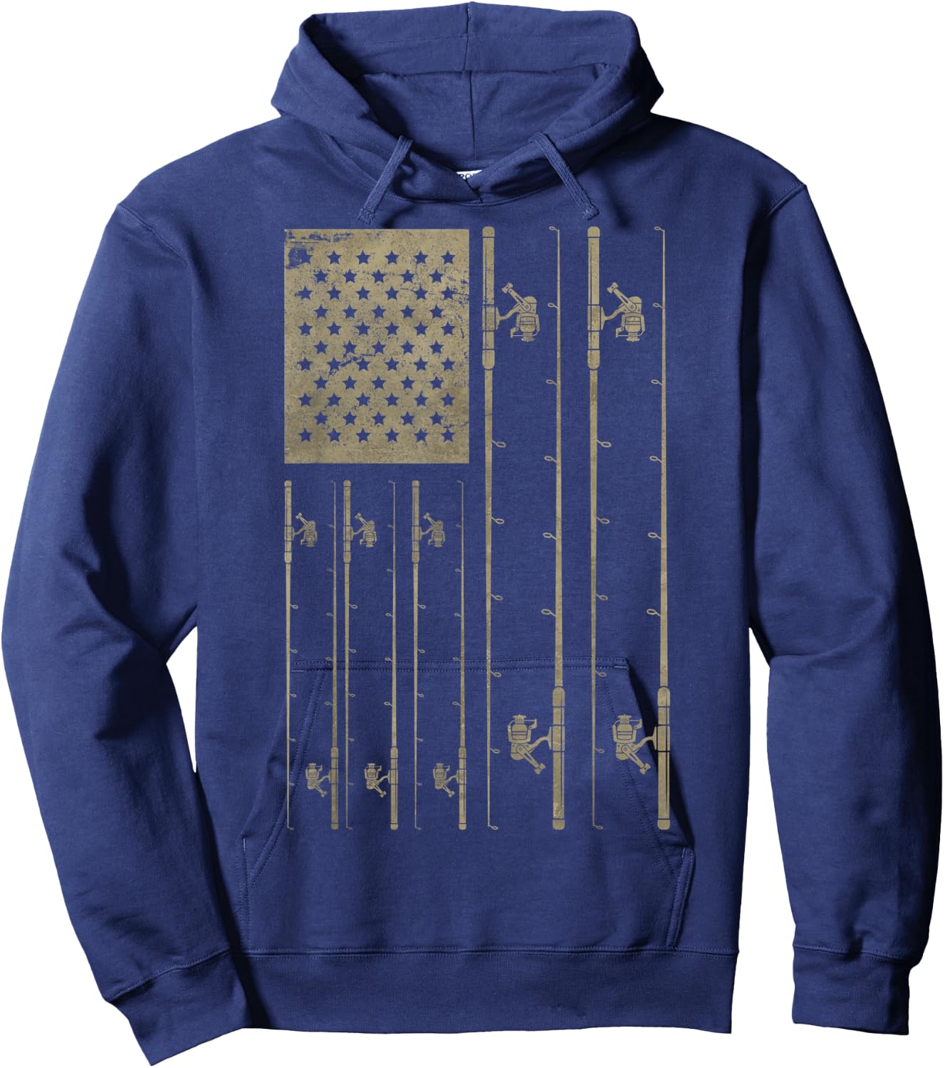 Fishing American Flag Gift Fisherman USA Flag Fishing Hoodie - Hoodie | Navy