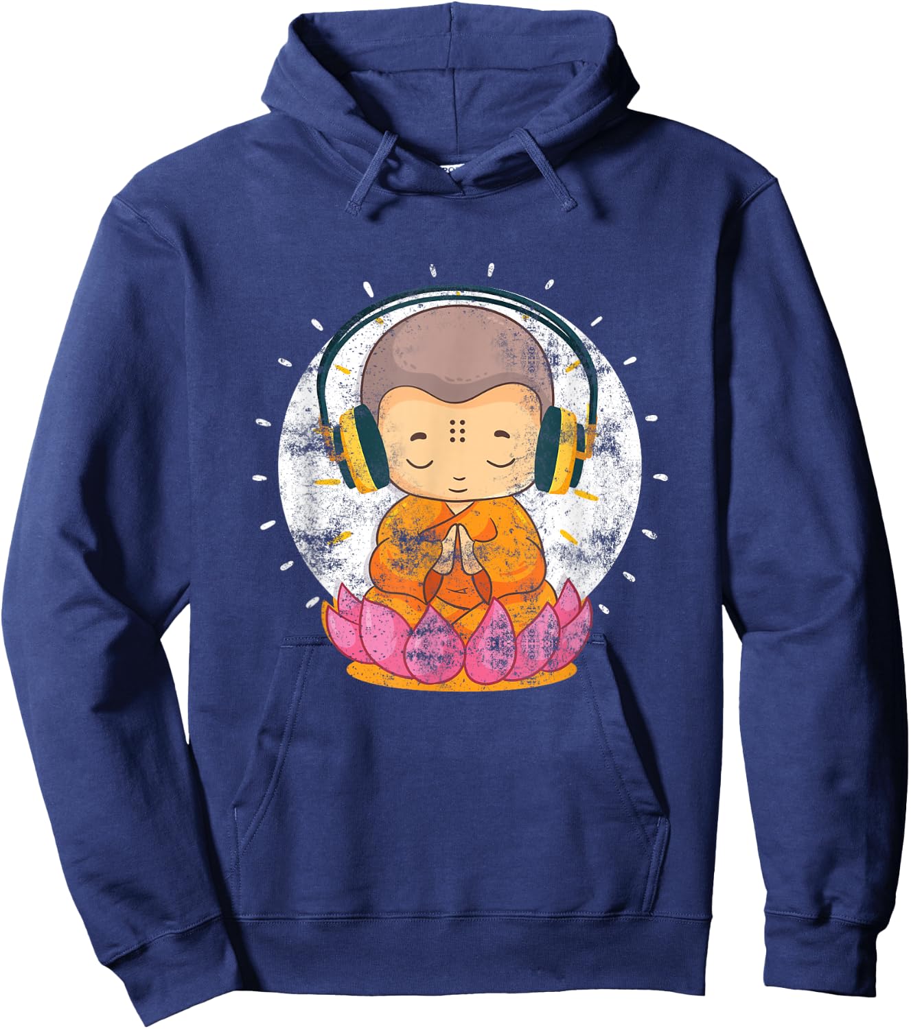 Funny Buddha With Headphones Buddhist Music Lover Gift Hoodie - Hoodie | Navy