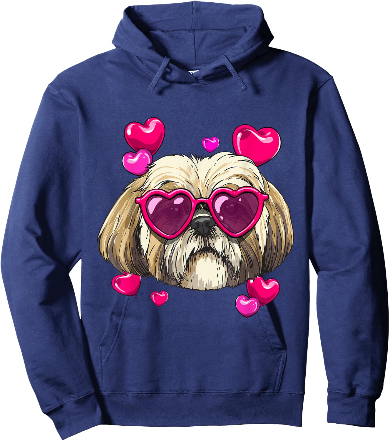 Valentines Shih Tzu Shirt Pet Dog Face Heart Shih Tzu Lover Hoodie - Hoodie | Navy