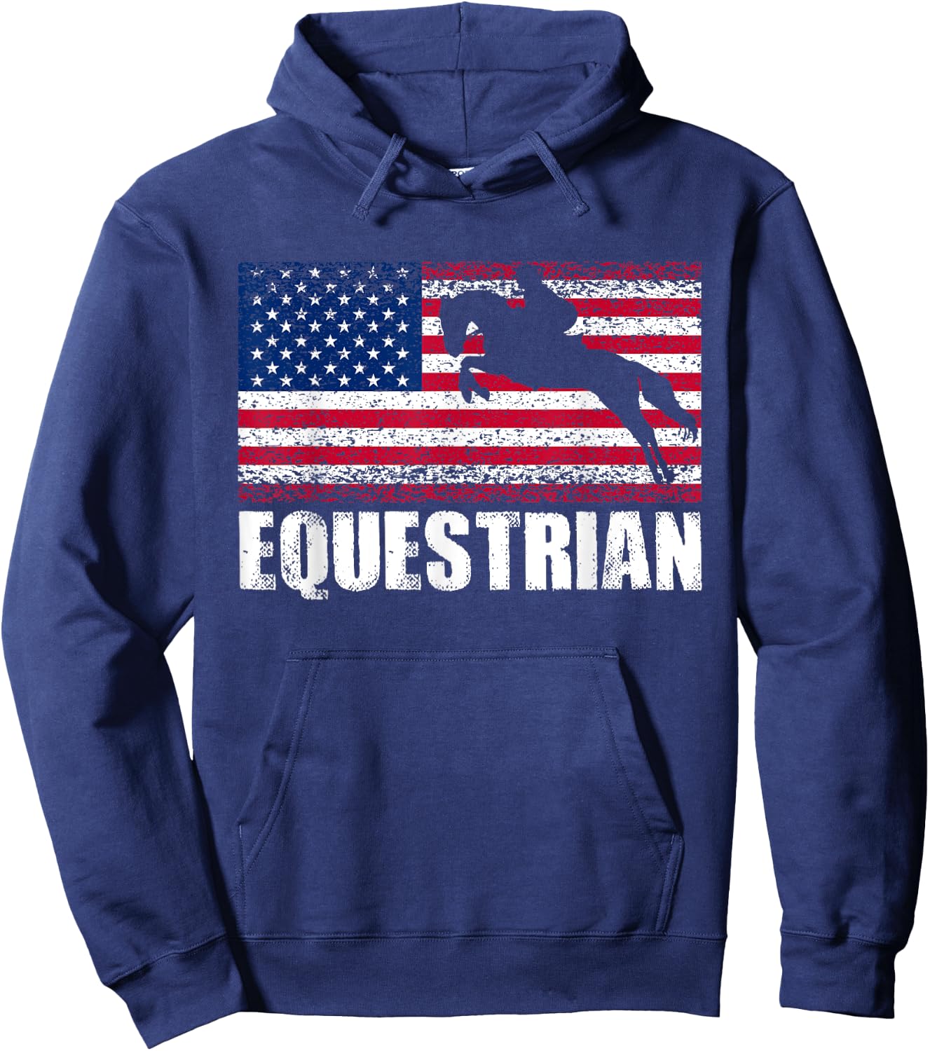 Equestrian Sports, American Flag, USA America, Horse Riding Hoodie - Hoodie | Navy
