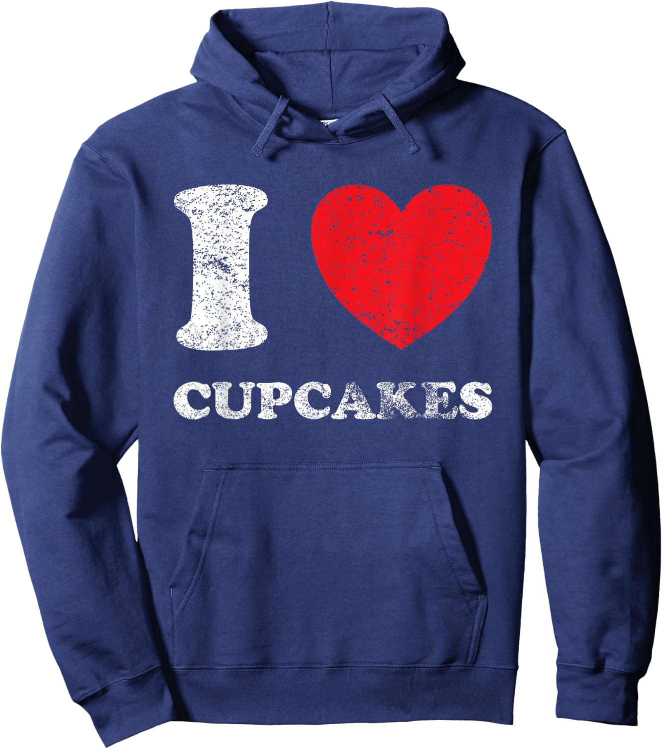 Distressed Worn Out Look I Love Cupcakes Hoodie - Hoodie | Navy