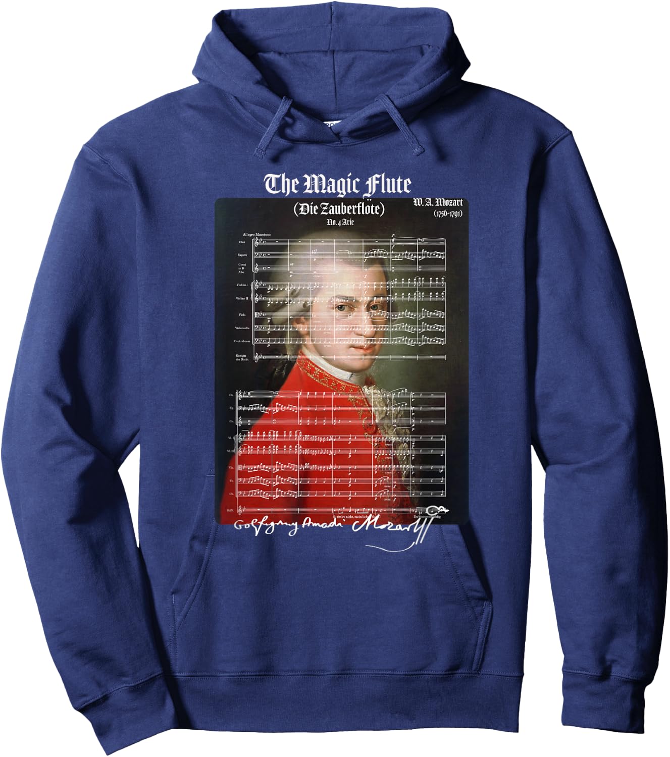 Mozart Lovers The Magic Flute Aria 4 Design Hoodie - Hoodie | Navy