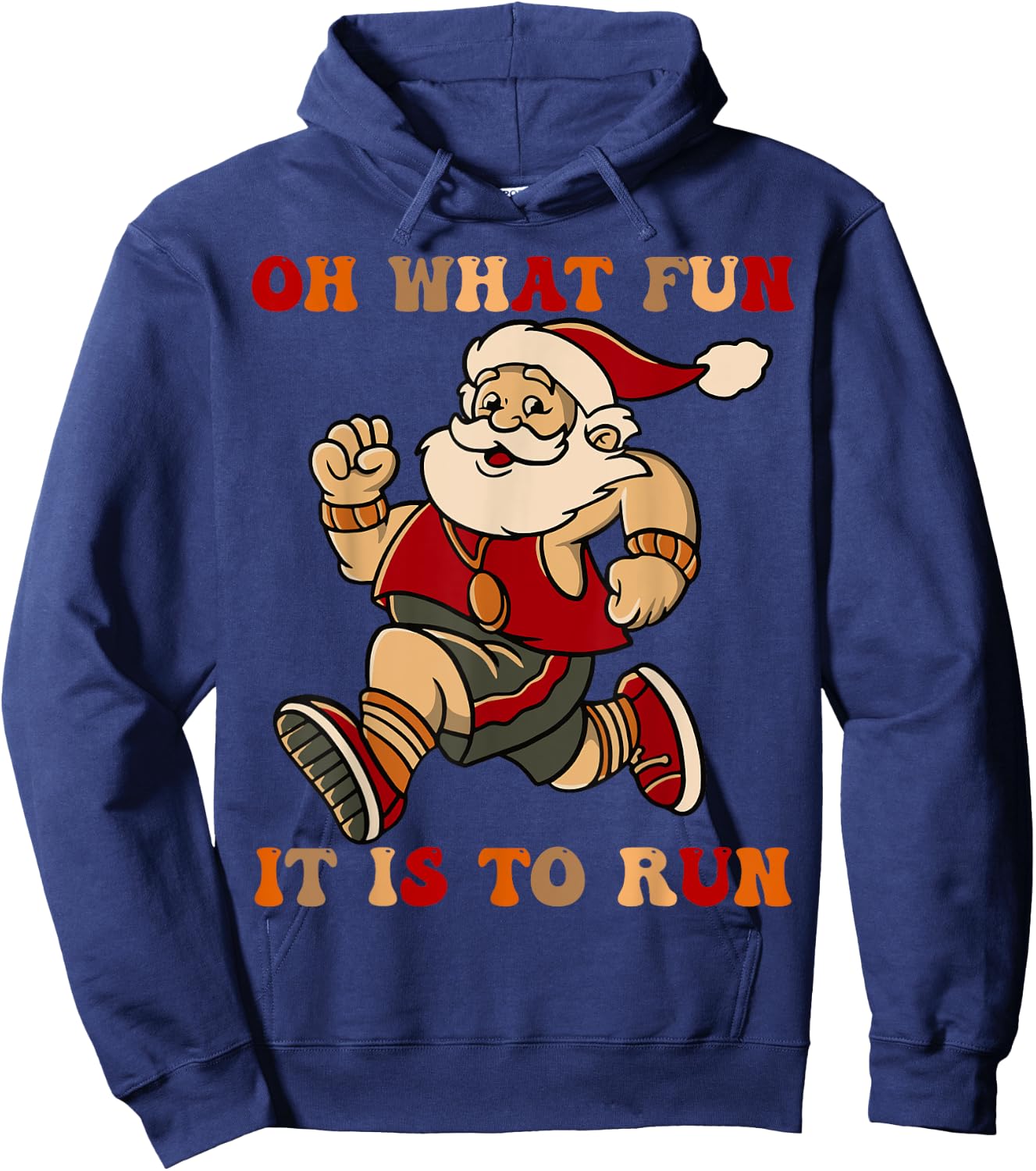 Sarcastic Santa Running Last Minute Christmas Runner Hoodie - Hoodie | Navy