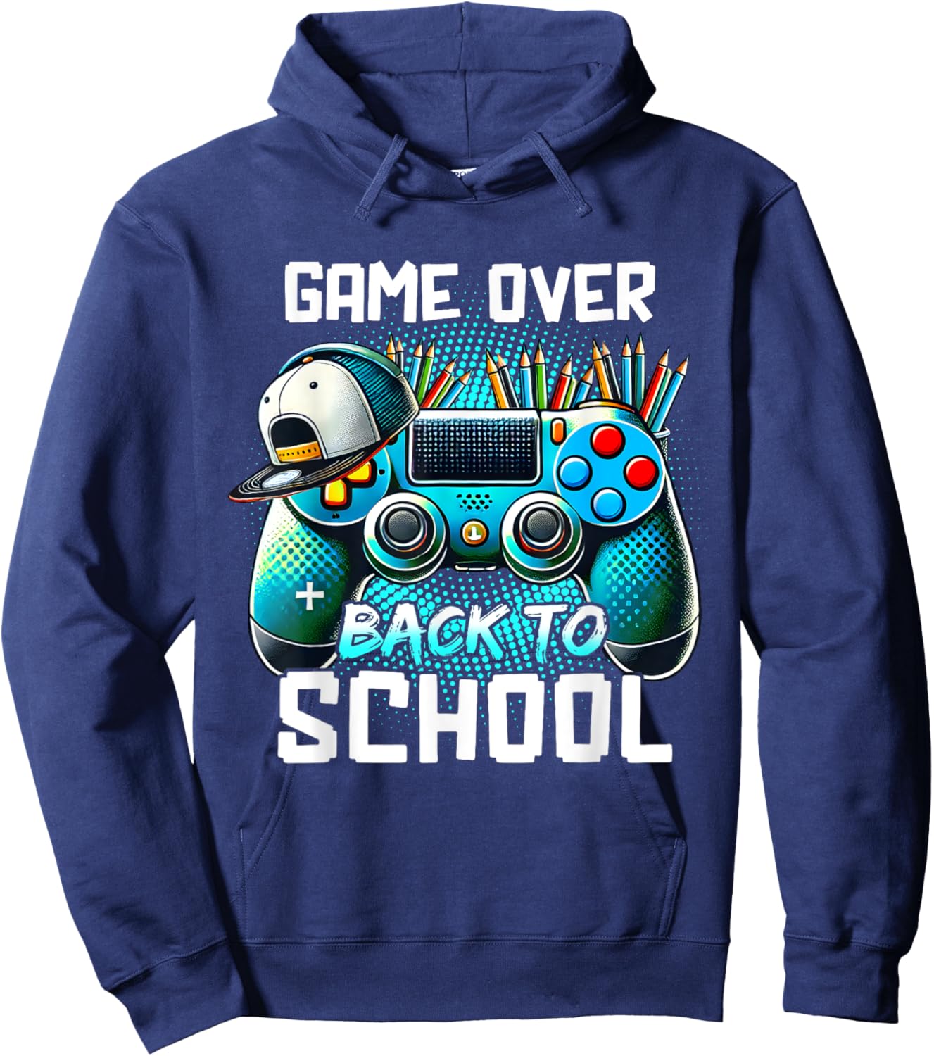 Back To School Kids Boy Student Game Over Back To School Hoodie - Hoodie | Navy