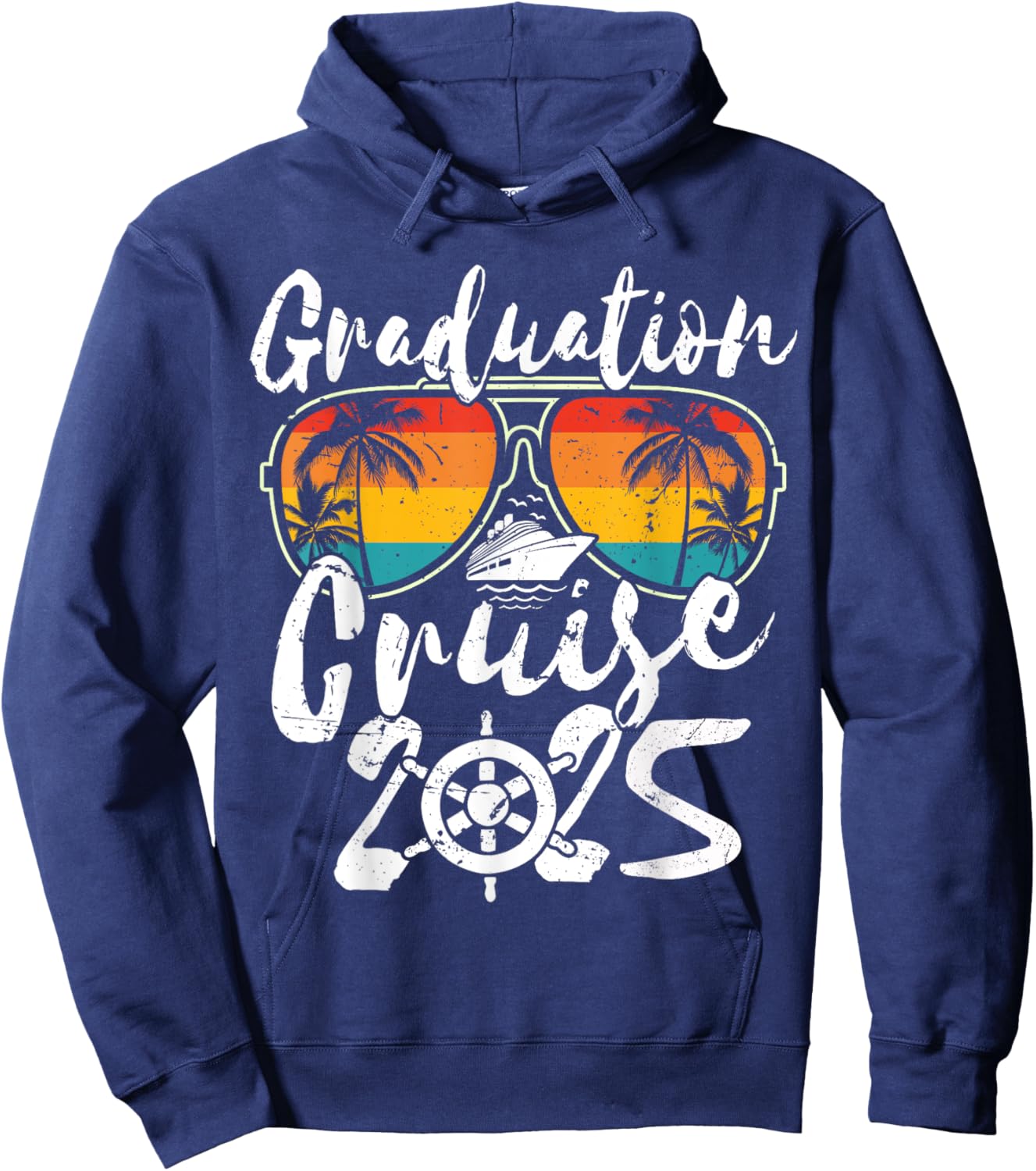 Senior Graduation Trip Cruise 2025 Retro Ship Party Cruise Hoodie - Hoodie | Navy