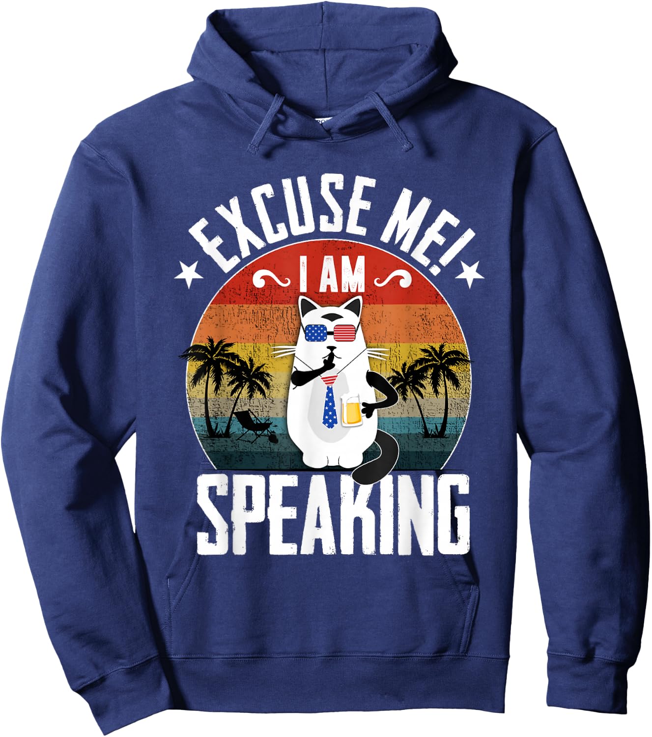 Excuse Me I'm speaking Funny Vintage Cat Kamala harris Hoodie - Hoodie | Navy