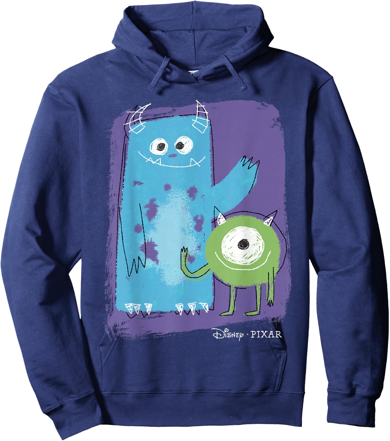 Disney Pixar Monster's Inc. Mike & Sully Painted Sketch Hoodie - Hoodie | Navy