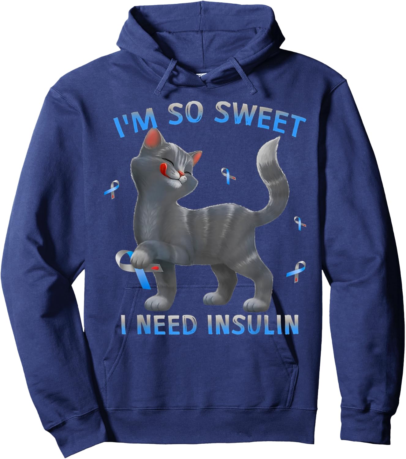 I'm So Sweet I Need Insulin - Diabetes Awareness Cat Kitten Men Women Hoodie - Hoodie | Navy